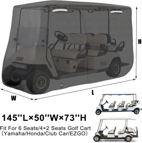 Vista 6 de SAPUBK Funda para carrito de golf, accesorios para carrito de golf con cremallera de puerta lateral, compatible con Club Car/EZ-GO/Yamaha