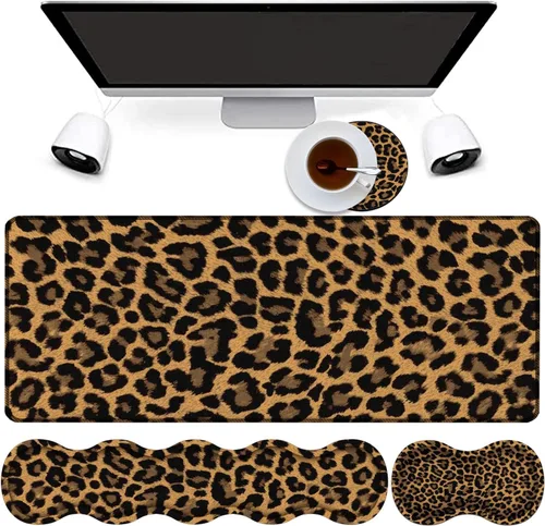 Vista 9 de Combo de alfombrilla de mouse 4 en 1, alfombrilla de mouse grande para juegos + soporte de muñeca para teclado + reposamuñecas de mouse + posavasos