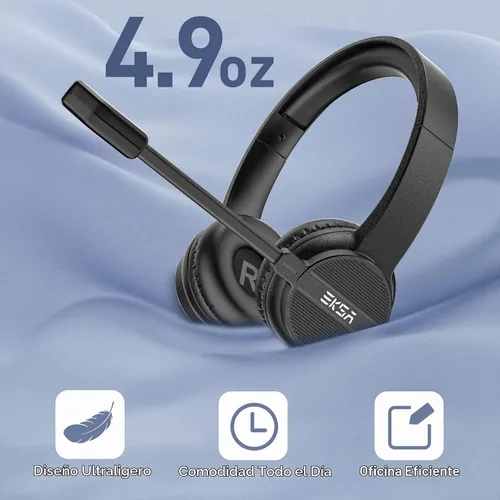 Vista 3 de EKSA Auriculares con micrófono para PC, auriculares de computadora con cable de 0.138 in con controles de volumen y silencio de micrófono