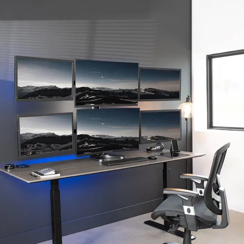 Vista 8 de VIVO Monitor LCD hexagonal altura ajustable 6 pantalla soporte de montaje de escritorio para pantallas de hasta 27 pulgadas, STAND-V006F