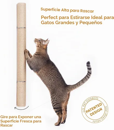 Vista 4 de xympo Rascador de Pared Montado de 86 cm para Gatos, Poste de Rascado de Sisal