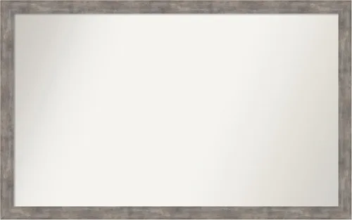 Vista 203 de Amanti Art Silver Bathroom Mirror for Over Sink, 26x45 Custom Made Marred Pewter Rectangle Vanity Mirror, Oversize Casual Wood Frame, Hangs Estaño