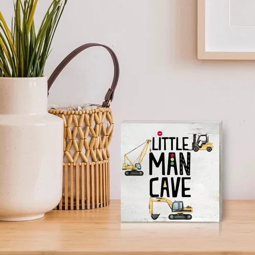 Vista 5 de Letrero de madera de construcción para cuarto de bebé, caja de madera con diseño de cueva de hombre pequeño, caja de transporte, caja de madera