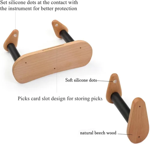 Vista 2 de Soporte de pared para guitarra con soporte para púas, colgadores de pared