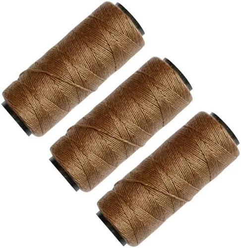 Vista 9 de 3 Rollos de Hilos de Coser Hilos de Tejer para Coser a Mano Trama de Cabello Extensiones de Cabello DIY para Peluca (Beige)