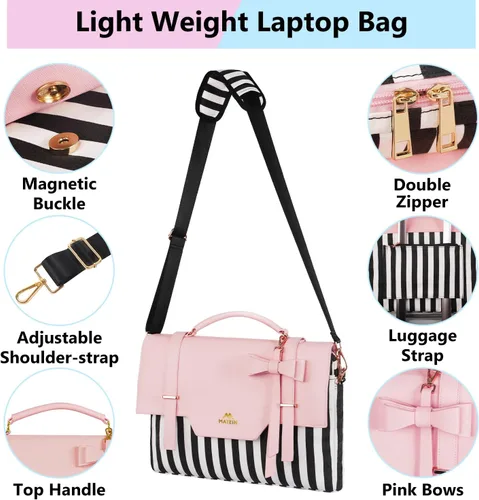 Vista 5 de MATEIN Bolsa para laptop para mujeres, maletín delgado de 15.6 pulgadas para computadora, funda, bolsa ligera linda y femenina de mensajero
