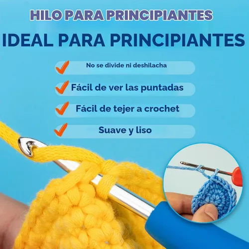 Vista 2 de Hilo de 60g Amatista para Ganchillo y Tejer; 66m (72 yardas) de Hilo de Algodón para Principiantes con Puntos Fáciles de Ver; Peso Worsted Mediano
