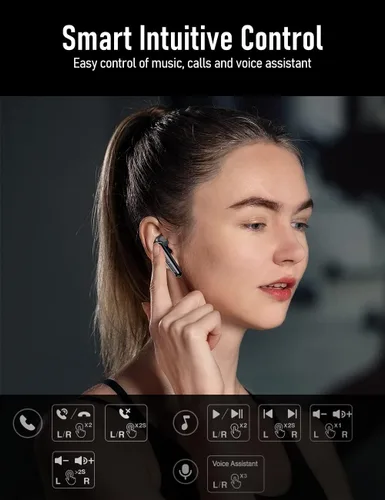 Vista 7 de Audiovance Euphony 301 - Auriculares inalámbricos Bluetooth para iPhone y Android, auriculares inalámbricos de sonido premium (EU301)