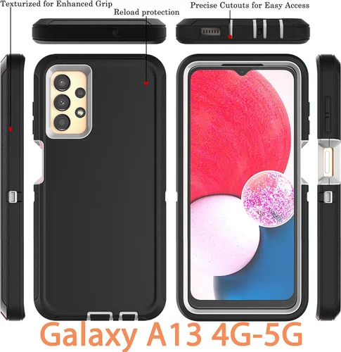 Vista 3 de Funda para Samsung Galaxy A13 4G-5G: con película a prueba de explosiones [2 unidades] y película protectora de pantalla para lente de cámara