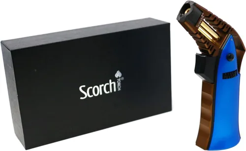 Vista 17 de Antorcha Scorch Torch de 6.75" de aluminio, ajustable, recargable con butano, fabricada con CNC, portátil, en caja de regalo (Rojo #1)