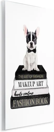 Vista 2 de Stupell Industries Fancy Boston Terrier - Estantería para perros, diseño de Amanda Greenwood Blanco