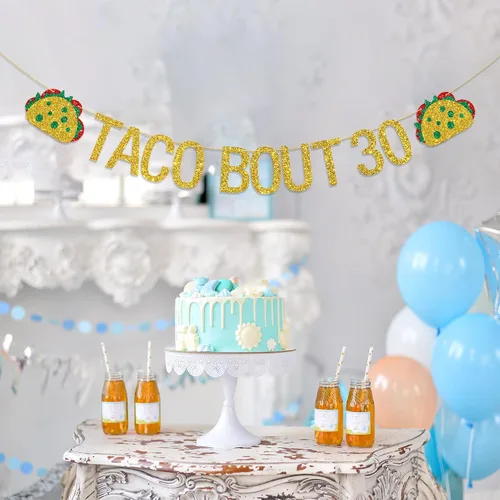 Vista 5 de Cartel de taco Bout 30, decoración de fiesta mexicana para fiesta de cumpleaños número 30 para hombres y mujeres, fiesta de cumpleaños 30