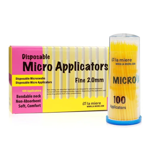 Vista 12 de LA MIERE 400 piezas de cepillos dentales con micro aplicadores finos, microhisopos cilíndricos desechables de 1mm, negros