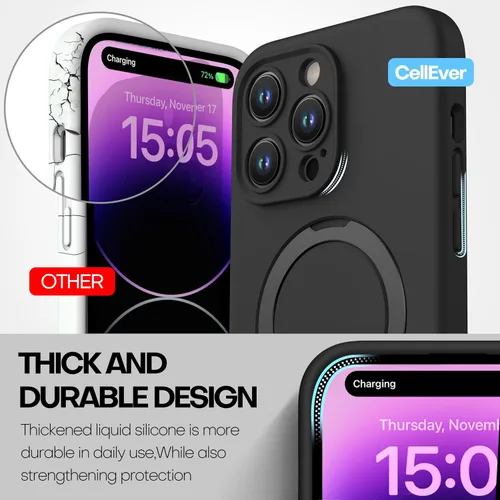 Vista 5 de CellEver Funda magnética fuerte para iPhone 14 Pro Max [para carga MagSafe] [protección de cámara] protección de alta resistencia, funda de silicona
