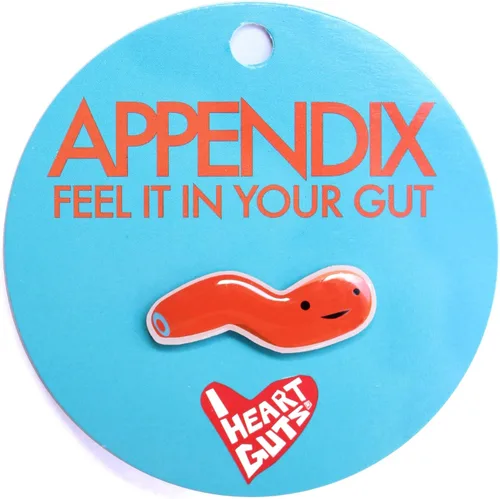 Vista 2 de I Heart Guts Pin de solapa de apéndice – Siéntalo en tu intestino, regalo de recuperación de apendicitis, divertido pin de soporte de cirugía