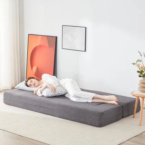Vista 7 de Lazyzizi Sofá cama de suelo, sofá cama convertible plegable con 2 almohadas y funda lavable para sala de estar, invitados, sala de juegos, 8