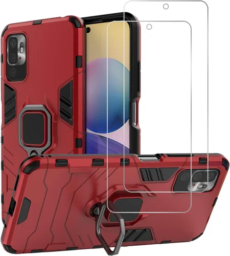 Vista 7 de Funda para Xiaomi Redmi Note 10 5G (no Note 10 4G) con protector de pantalla de vidrio templado híbrido resistente Armadura protectora con soporte