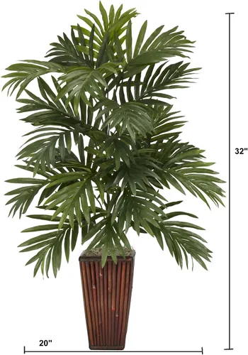 Vista 3 de Nearly Natural Planta de seda de palma areca con florero de bambú