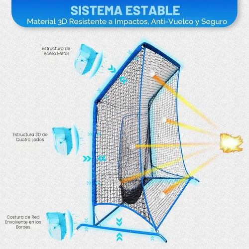 Vista 6 de Baseball Softball Net with Blocking System, Batting Cage Practice Net
