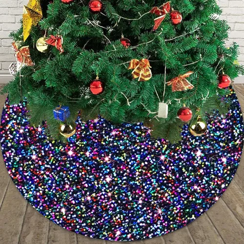 Vista 15 de FOTSHARER Falda negra para árbol de Navidad de 21 pulgadas, faldas de terciopelo para árbol de Navidad de mesa, falda de árbol de Navidad