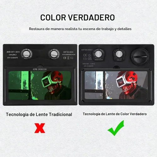 Vista 3 de Welding Helmet Auto Darkening: DEKORPO True Color Solar Powered Auto Darkening Welding Welder Mask Hood Helmets