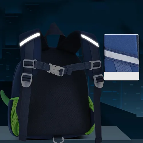 Vista 5 de PXLVR Mochila infantil para niños de 3 a 6 años, mochila de jardín de infantes de dinosaurio para niños y niñas, mochila preescolar, azul (Blue1)