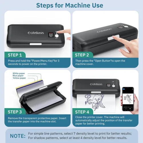 Vista 5 de LifeBasis Impresora de plantillas de tatuaje Bluetooth