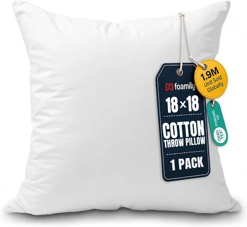 Vista 34 de Foamily Insertos de almohada 100% algodón de 12 x 12 pulgadas, rellenos de almohada para almohadas decorativas para sofá y cama, relleno de almohada