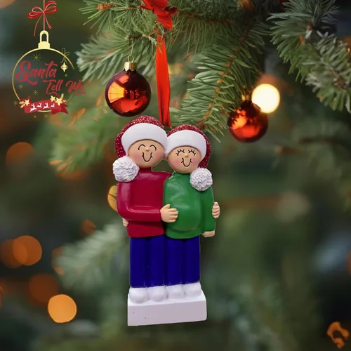 Vista 4 de Adorno de Navidad para bebé en espera personalizado 2025 – Adorno personalizado para anuncio de embarazo, recuerdo para la familia, decoración
