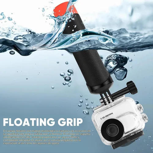 Vista 3 de Funda impermeable y agarre flotante compatible con Insta360 GO 3, carcasa protectora de buceo subacuático con accesorios de soporte