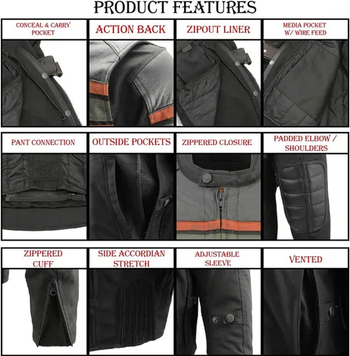 Vista 3 de Milwaukee Performance MPM1751 - Chaqueta de piel para hombre, diseño de rayas, color negro