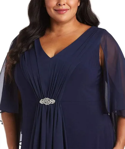 Vista 3 de Vestido de noche formal de gasa de encaje para madre de la novia