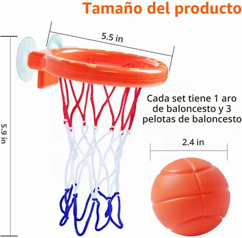 Vista 2 de OBTANIM Juego de bolas de aro de baloncesto para bañera, juego de disparos, juguete para niños pequeños, bañera de bebé