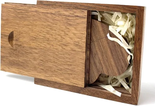 Vista 10 de Unidad flash de madera en forma de corazón 32GB USB3.0 con caja de regalo, unidad USB de madera 32G USB 3.0 Super-Speed JumpDrive caja de madera