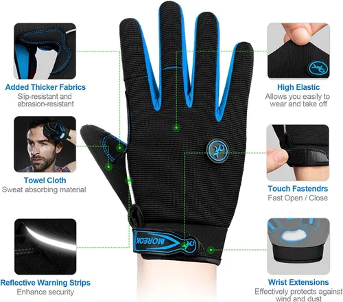 Vista 2 de BIKINGMOREOK - Guantes de ciclismo para bicicleta de montaña, para hombre y mujer, permite el uso de pantallas táctiles, con acolchado de gel