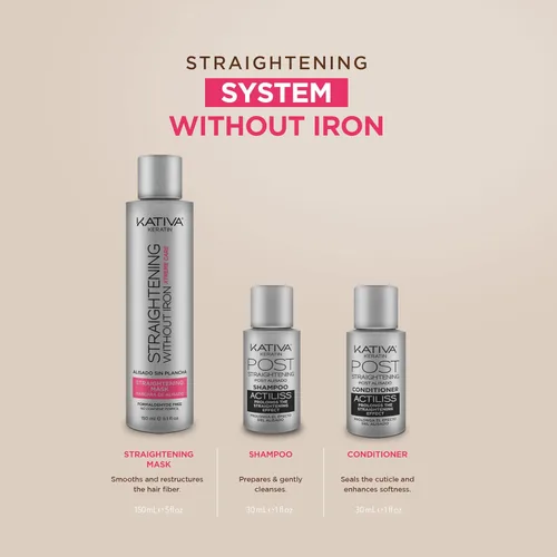 Vista 2 de Kativa Anti-Frizz Xtreme Care, tratamiento alisador de uso doméstico con queratina y cupuaçu, reconstruye el cabello dañado y alisa las ondas