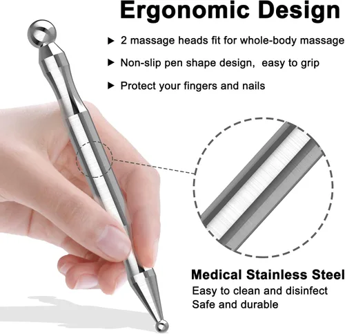 Vista 2 de Melonsun Bolígrafo de acupuntura manual - Bolígrafo de acupresión de acero inoxidable - para alivio del dolor de tejido profundo completo del cuerpo