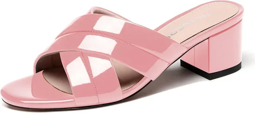 Vista 11 de WAYDERNS Sandalias de tacón bajo con puntera abierta y tacón bajo para mujer, de 2 pulgadas Beige