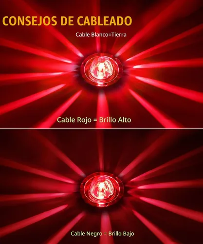 Vista 3 de Partsam Kit de 2 luces de sandía con lente de vidrio rojo, luces LED de parada y giro con bisel de acero inoxidable y base de repuesto para Lente