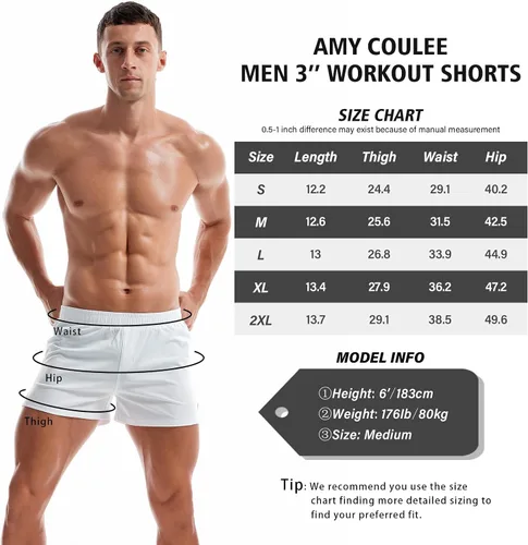 Vista 5 de AMY COULEE Pantalones cortos de gimnasio para hombre, pantalones cortos de entrenamiento de fisicoculturismo, ligeros, para correr, descansar