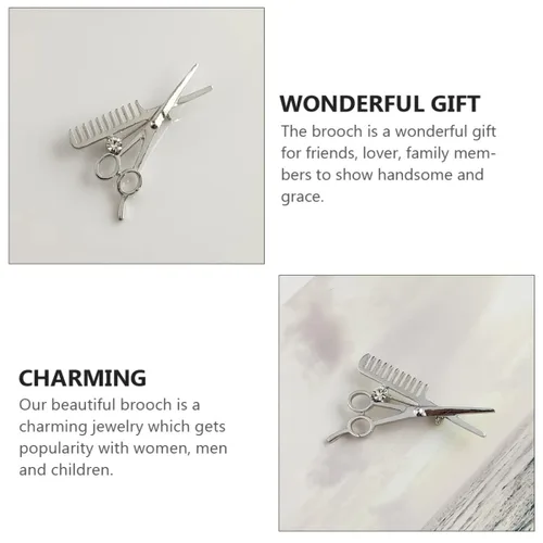 Vista 5 de GALPADA 12 piezas brillantes mini joyería de peluquería para tijera peluquero decoración traje herramientas plata pin peine oro collar suéter