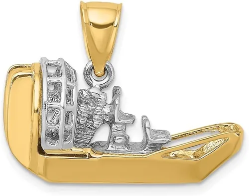 Vista 5 de Dije de aeronave 3-D chapado en rodio de 14k (L- 0.894 in, W- 1.093 in) Regalo para mujer, Metal, No es una piedra preciosa