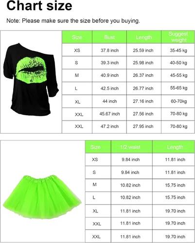 Vista 2 de Blulu 80s Costume Accessories for Women Halloween Outfit Dress Neon Leg Warmers Fishnet Gloves T-shirt Tutu Headband