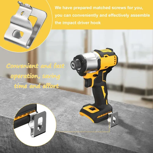 Vista 3 de Juego de 2 clips para cinturón Dewalt 304 de acero inoxidable para herramientas de taladro Dewalt, clips Dewalt, con tornillos para Dewalt N268241