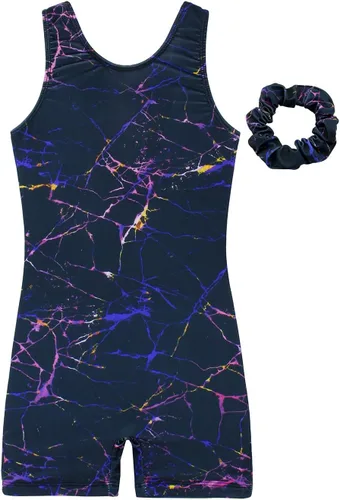Vista 12 de JESKIDS Leotardos para Niñas de Gimnasia con Shorts de Danza Biketards Acrobacia Coletero a Juego para el Cabello 3~15 Años