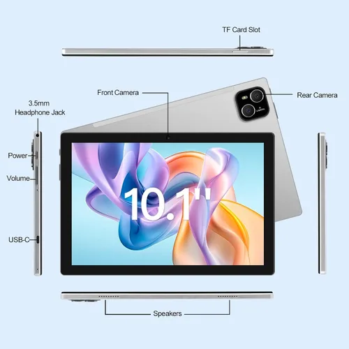 Vista 6 de Tableta, tableta Android 14 de 10 pulgadas, procesador Octa-Core, 12 GB de RAM + 128 GB de ROM, pantalla táctil IPS HD 1280x800, batería de 6000