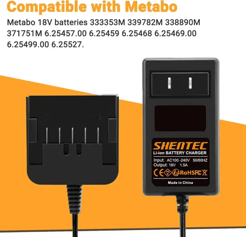Vista 3 de Shentec Cargador de batería de iones de litio de 18 V compatible con Metabo