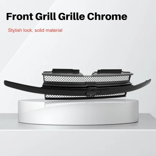 Vista 2 de Parrilla delantera compatible con Chevrolet 2002-2005 Trailblazer Negro Gris Rejilla delantera para Chevrolet 2002-2005 Trailblazer, verifica