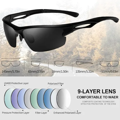 Vista 5 de KANASTAL Sports Sunglasses Men Women Polarized UV400 TR90 Half Frame