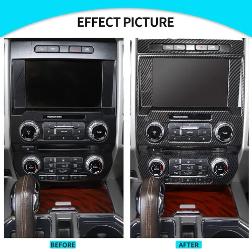 Vista 2 de JeCar Para F150 Cubierta de panel de tablero de consola central interior de fibra de carbono para Ford F150 2015-2020 Accesorios interiores